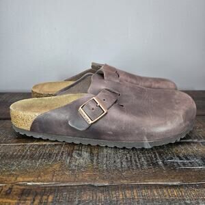 Birkenstock Boston Mens Size 11 EU 44 Regular Clog Shoes Brown Leather Soft